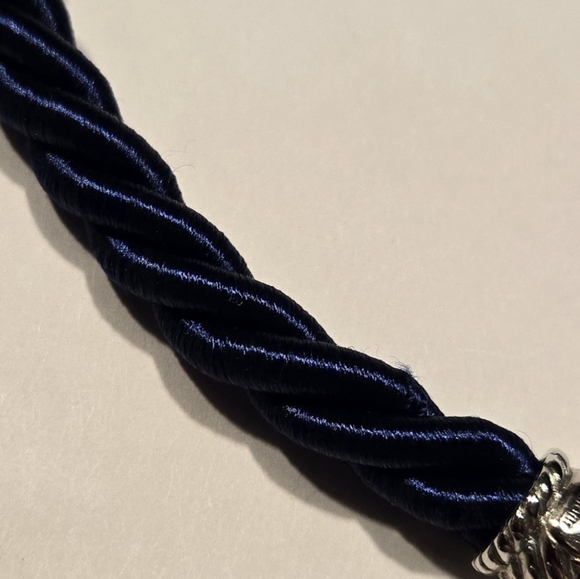 Judith Ripka Silver Heart CZ Necklace with Blue Cord - Picture 3 of 7